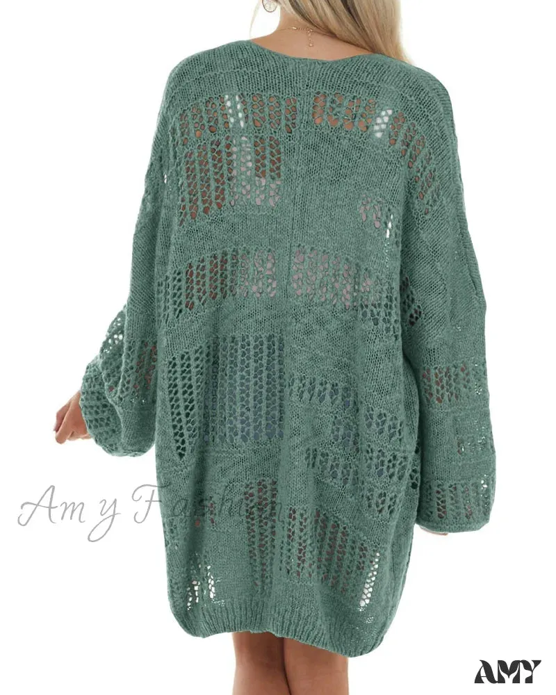 Amy Fashion - Boho Solid Color Oversized Summer Open Front Cardigans