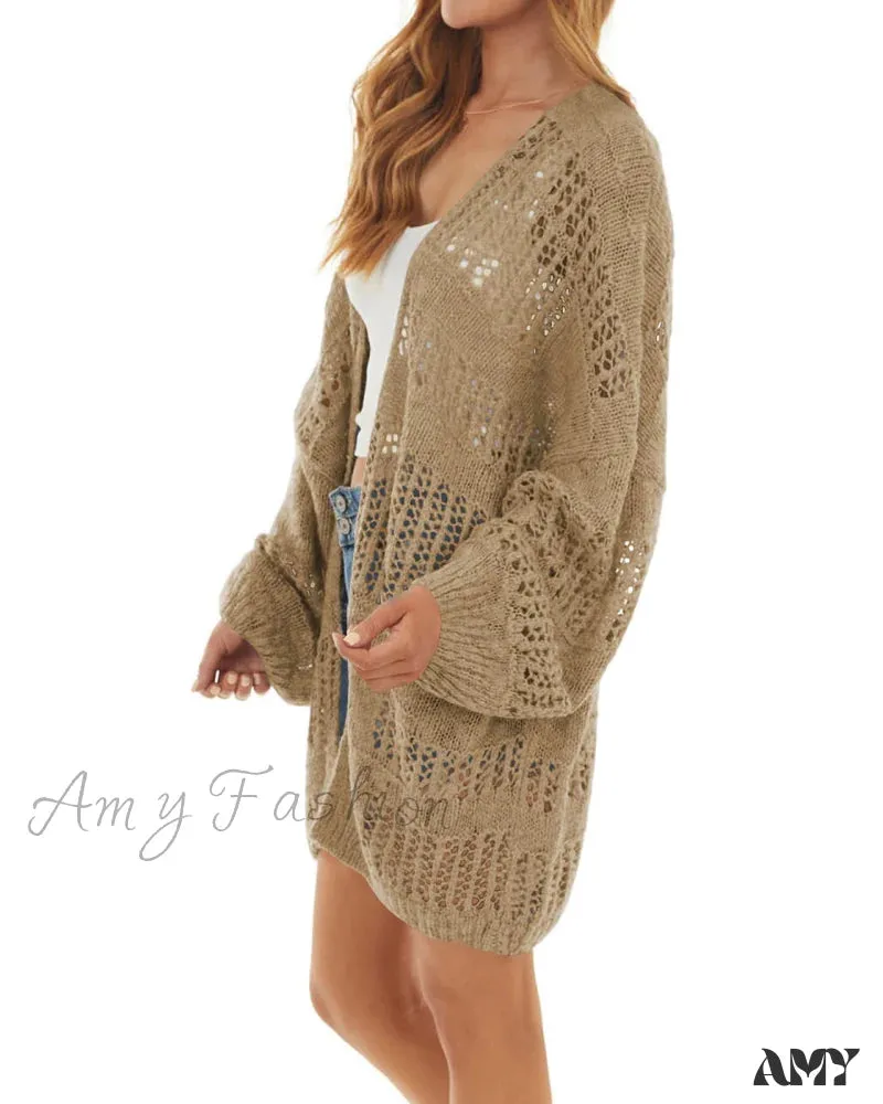 Amy Fashion - Boho Solid Color Oversized Summer Open Front Cardigans