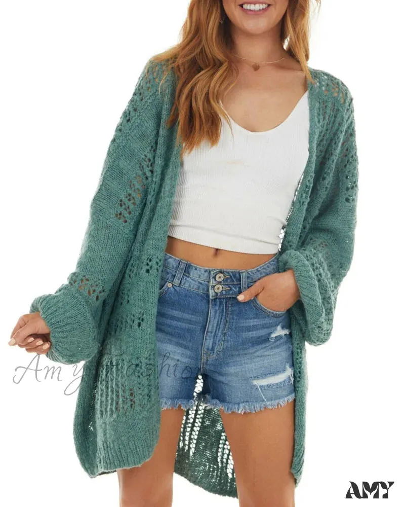 Amy Fashion - Boho Solid Color Oversized Summer Open Front Cardigans