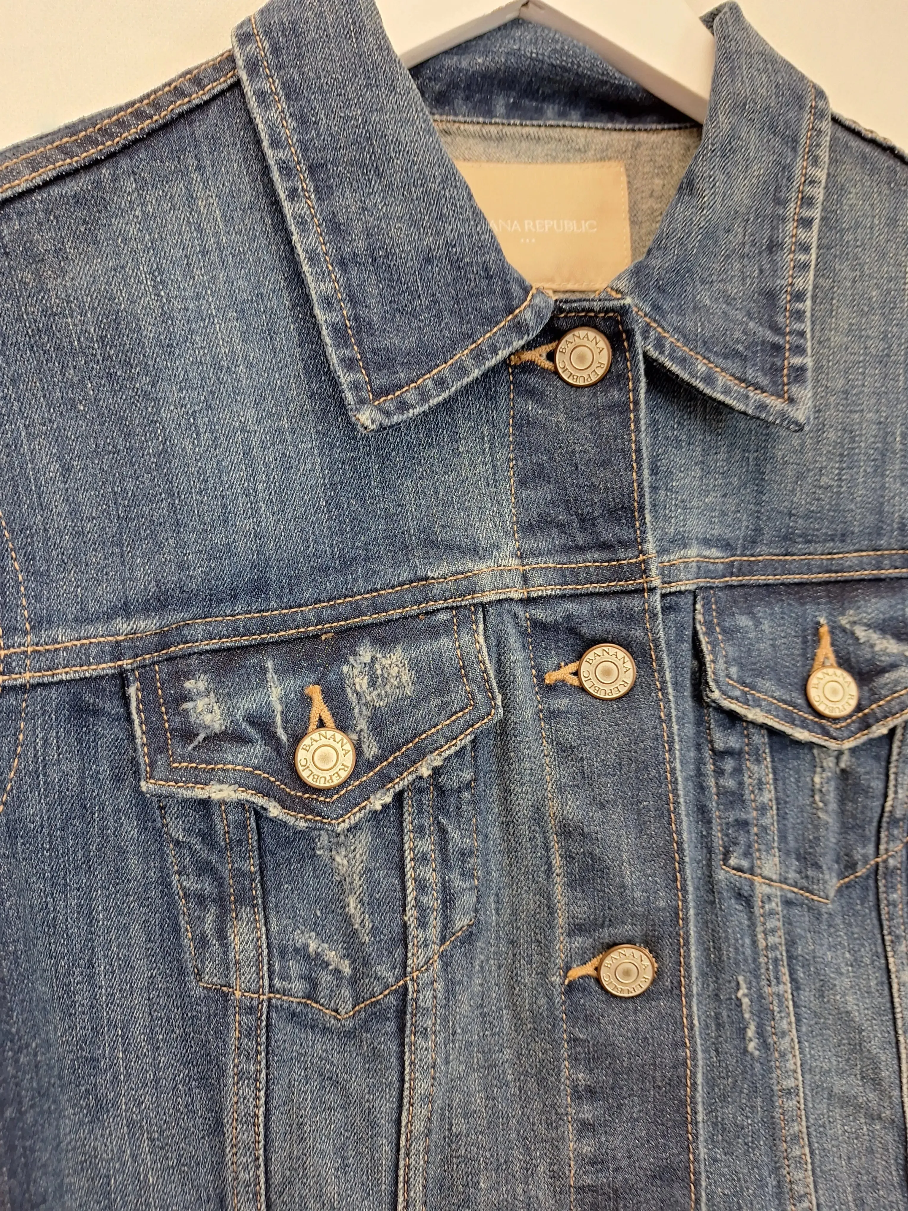 Banana Republic Fitted Stretch Denim With Contrast Sleeve Jacket Size XS