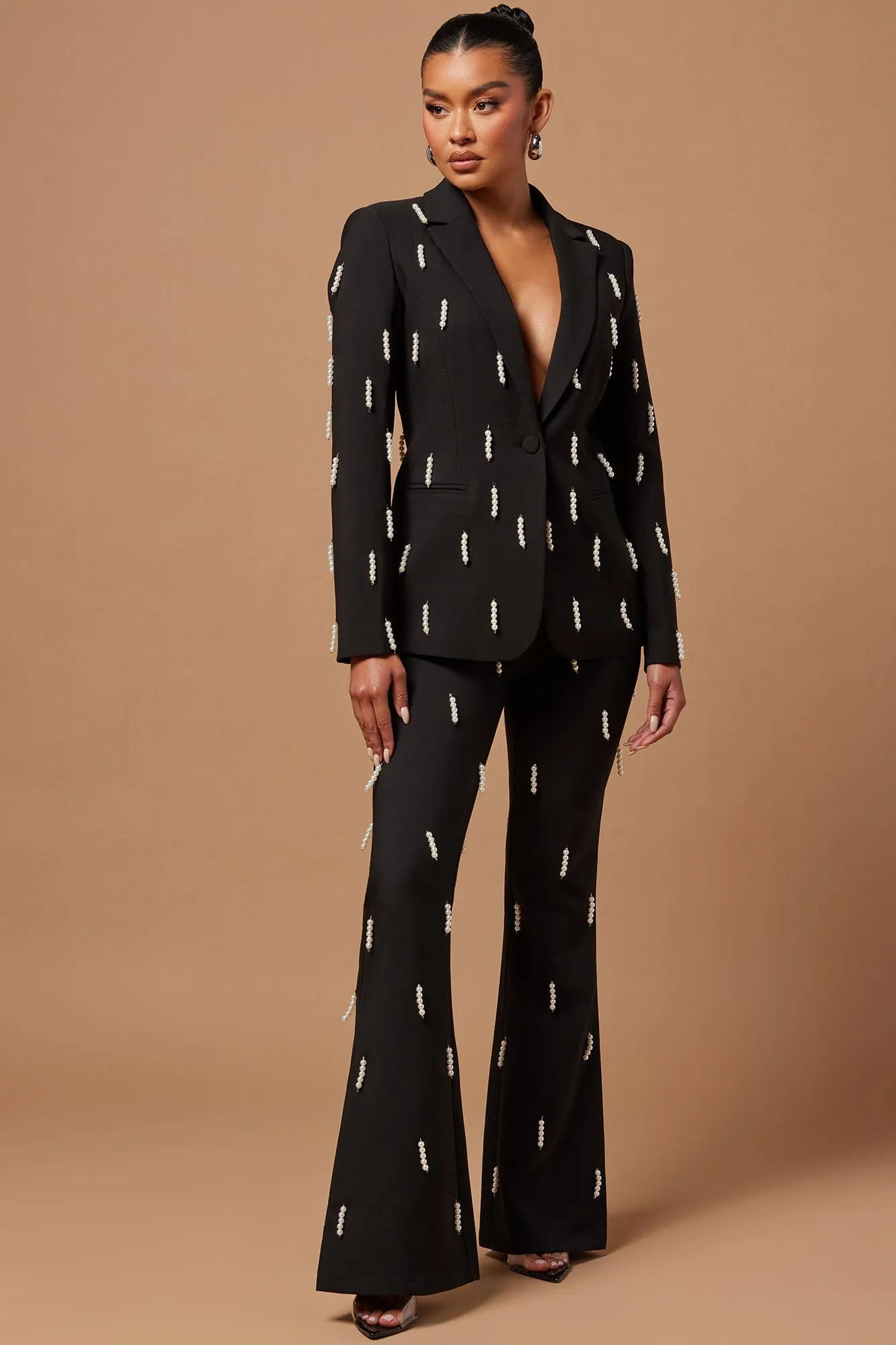 Bella Embellished Blazer - Black