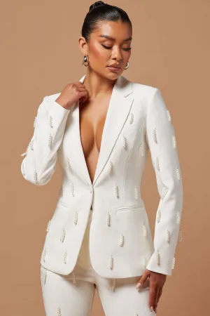 Bella Embellished Blazer - Ivory