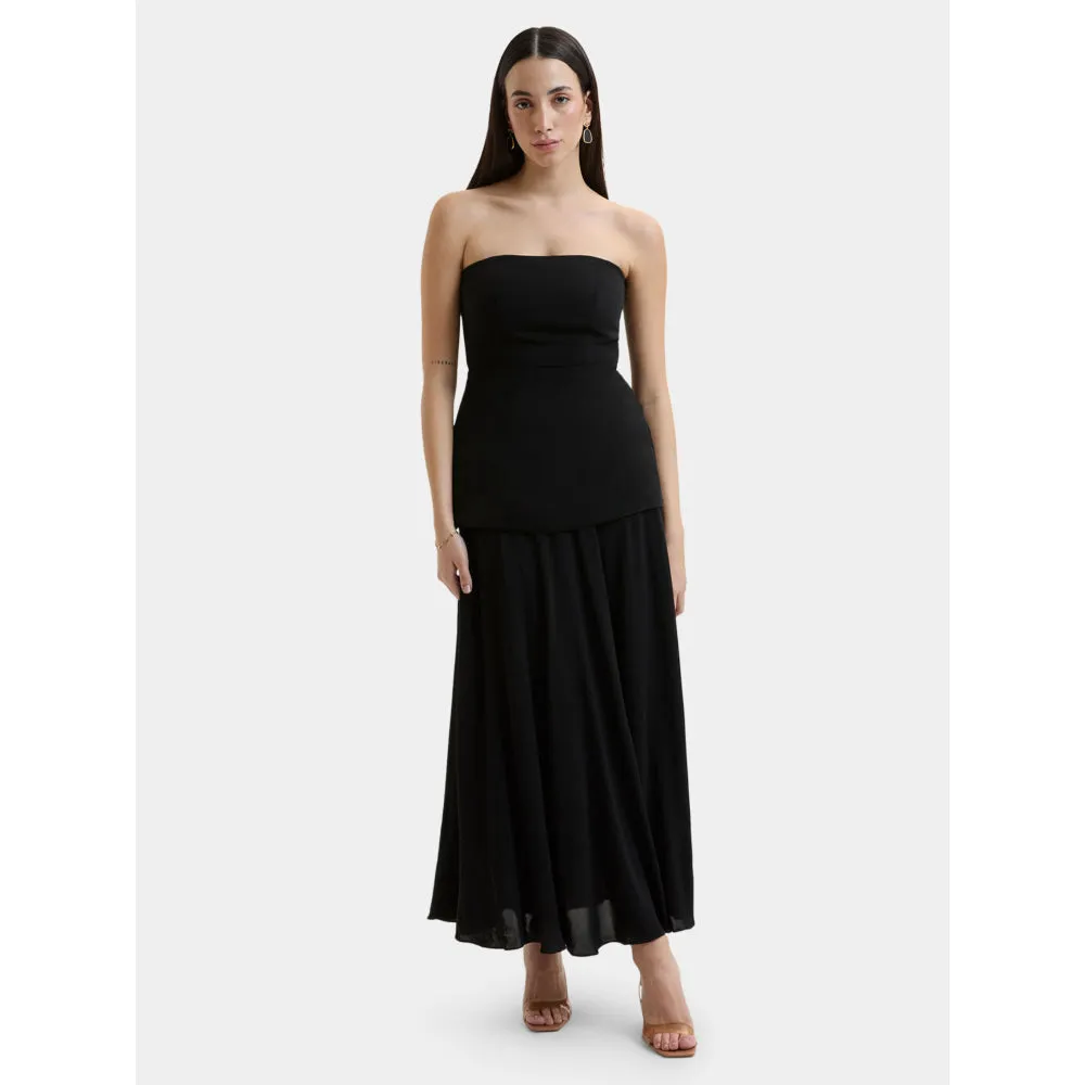 Bouji Demi Flared Midi Skirt Black