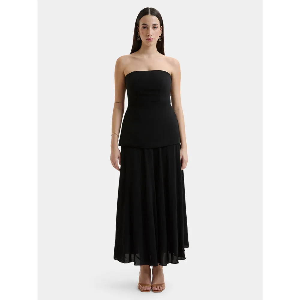 Bouji Demi Flared Midi Skirt Black