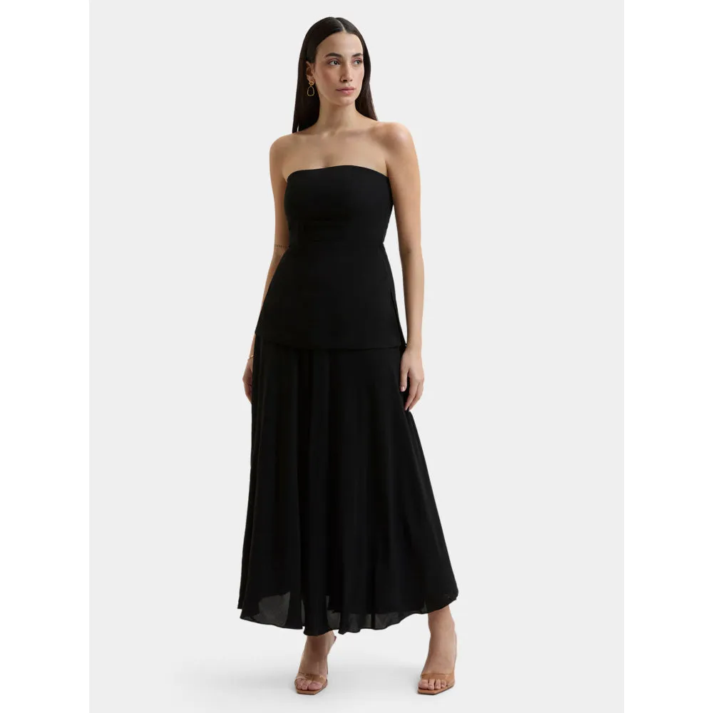 Bouji Demi Flared Midi Skirt Black