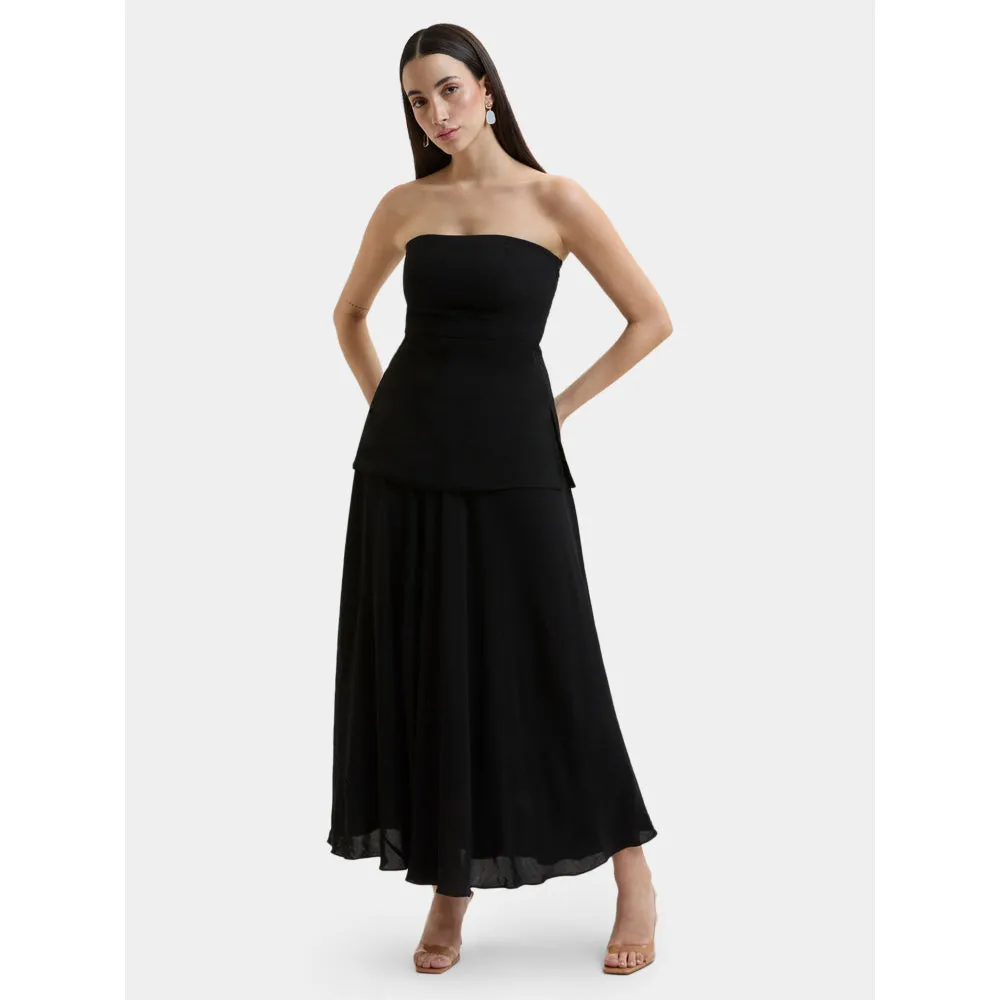 Bouji Demi Flared Midi Skirt Black