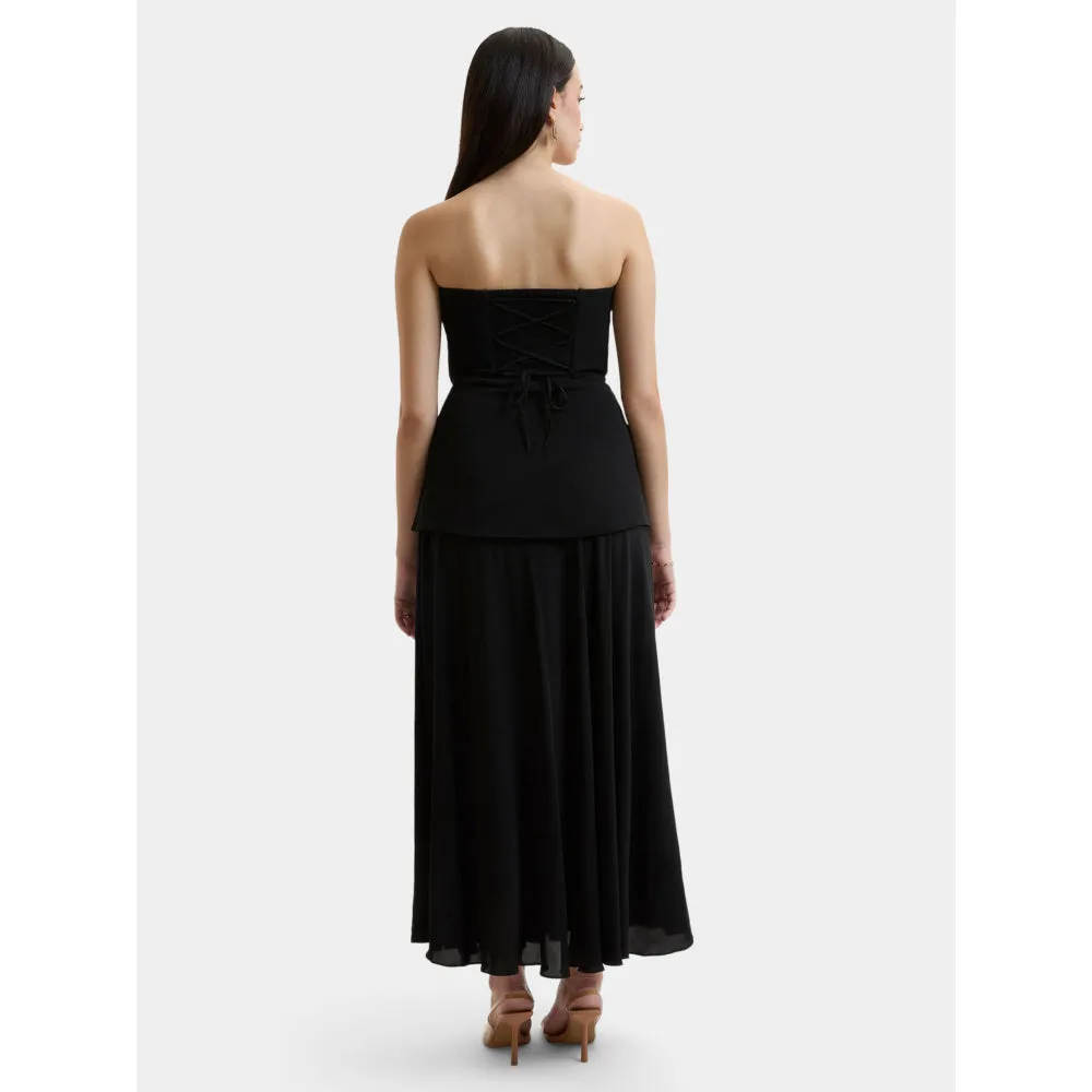 Bouji Demi Flared Midi Skirt Black