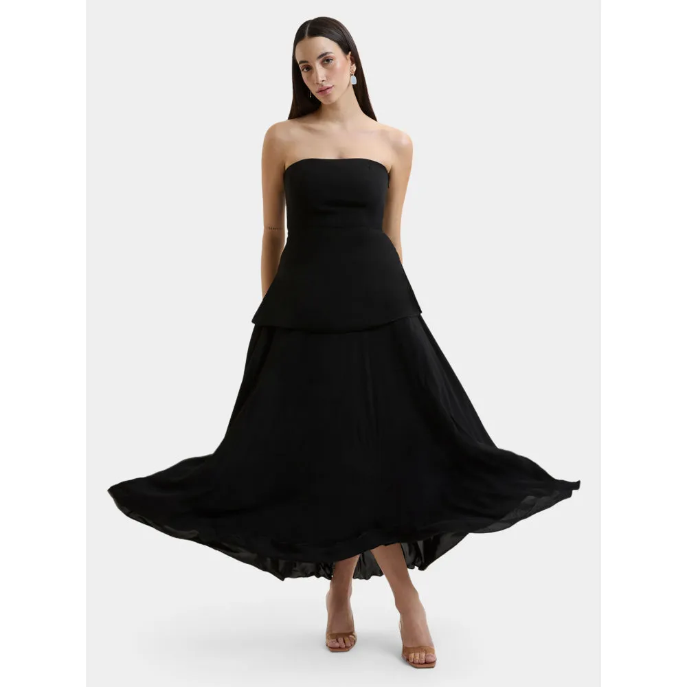 Bouji Demi Flared Midi Skirt Black