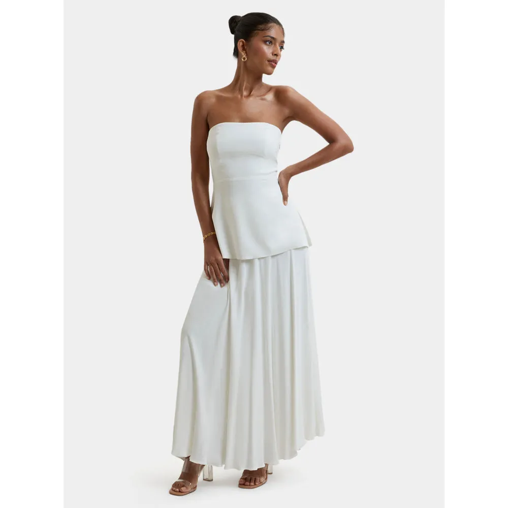 Bouji Demi Flared Midi Skirt White