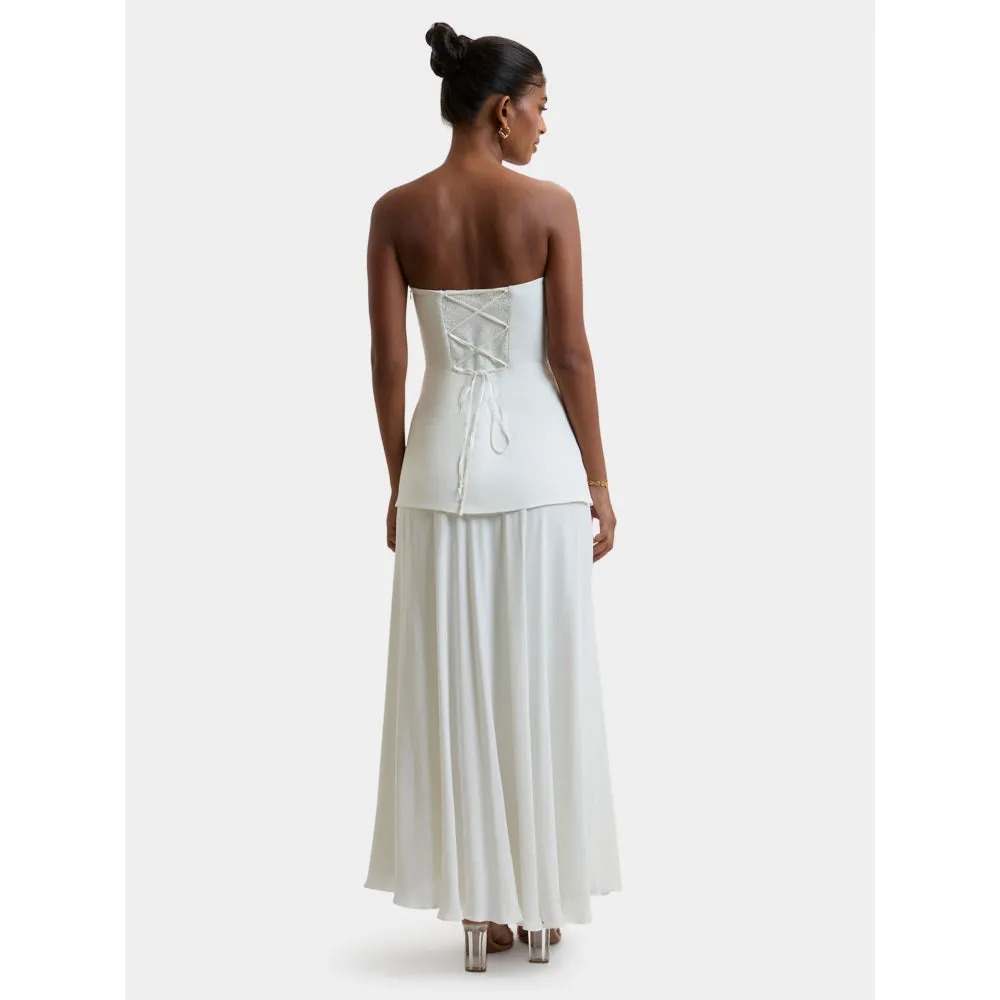 Bouji Demi Flared Midi Skirt White