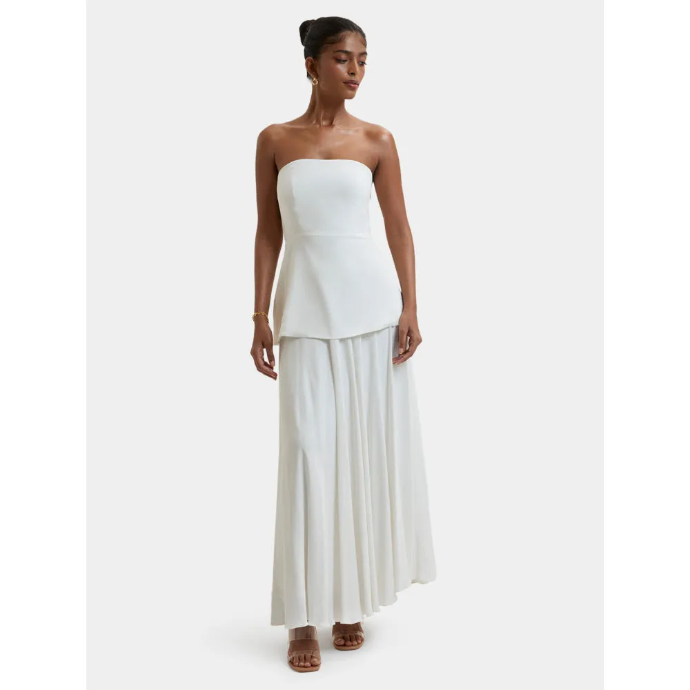 Bouji Demi Flared Midi Skirt White