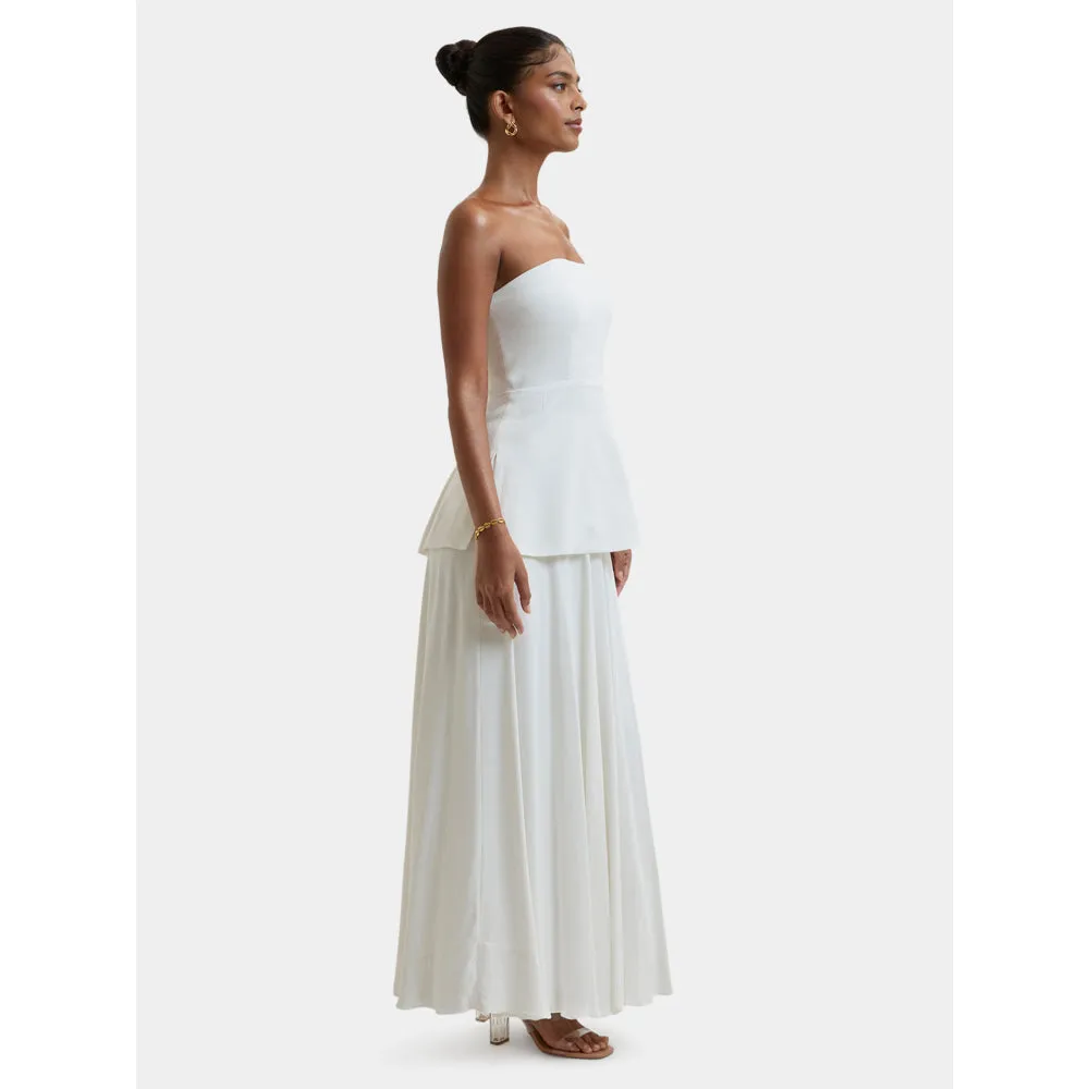 Bouji Demi Flared Midi Skirt White