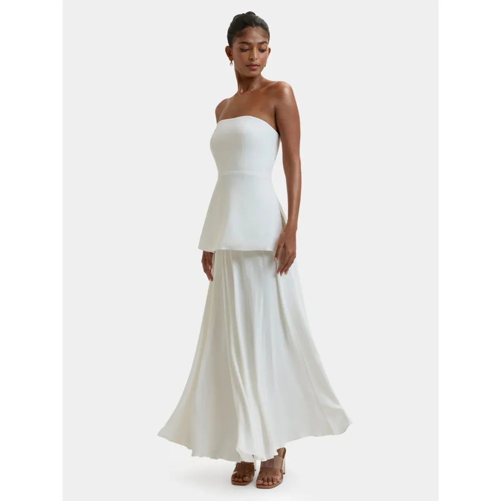 Bouji Demi Flared Midi Skirt White