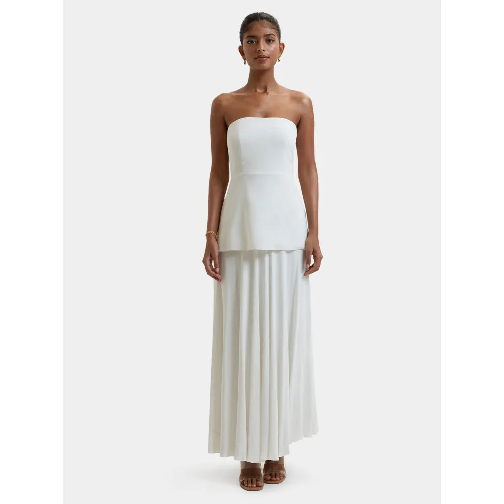 Bouji Demi Flared Midi Skirt White