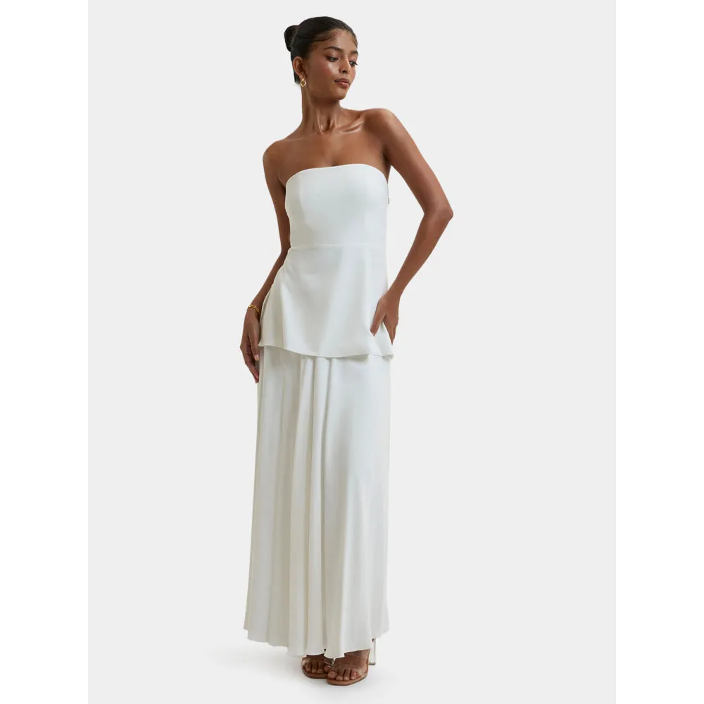 Bouji Demi Flared Midi Skirt White