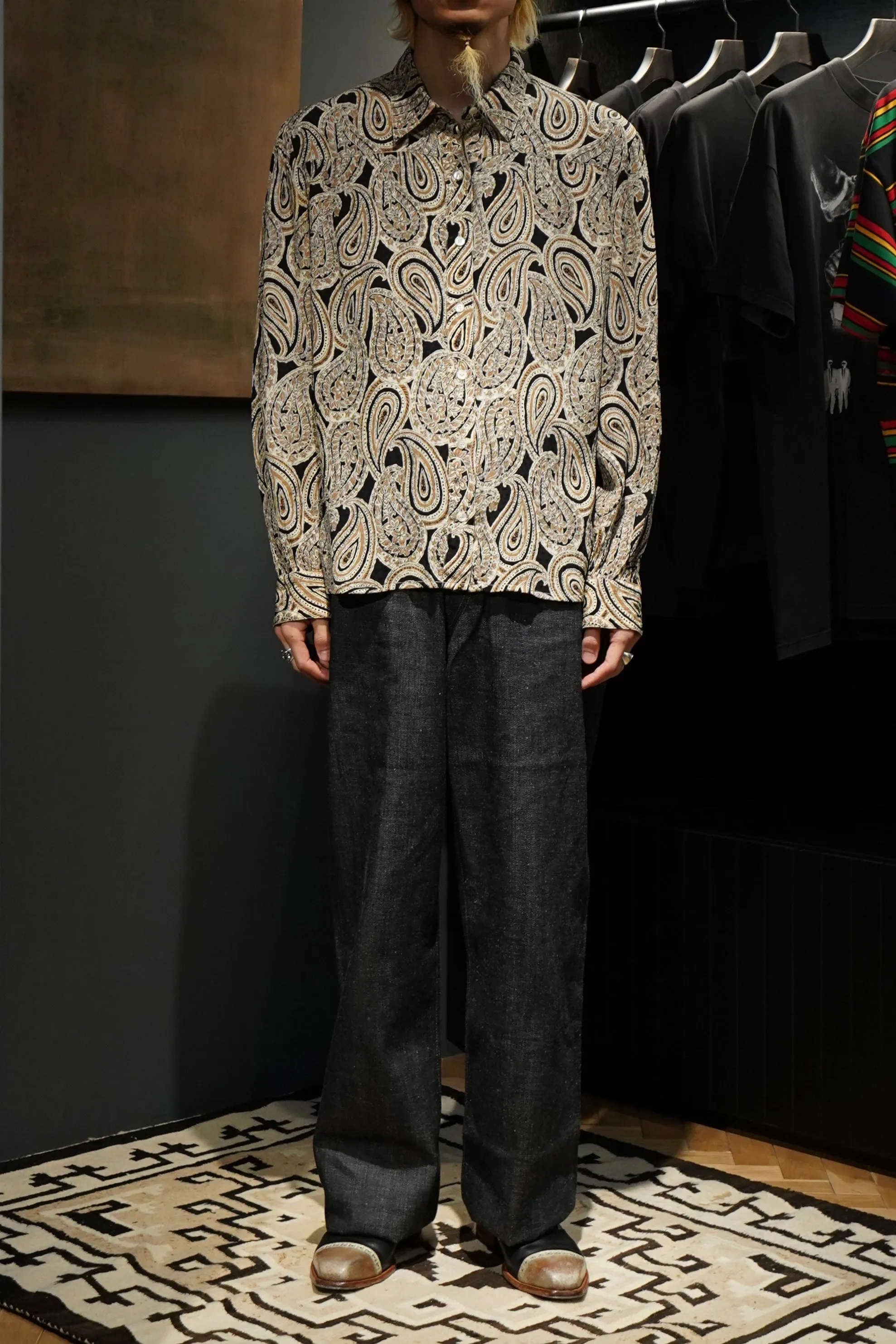 CELINE Paisley Silk Shirts(BLACK)