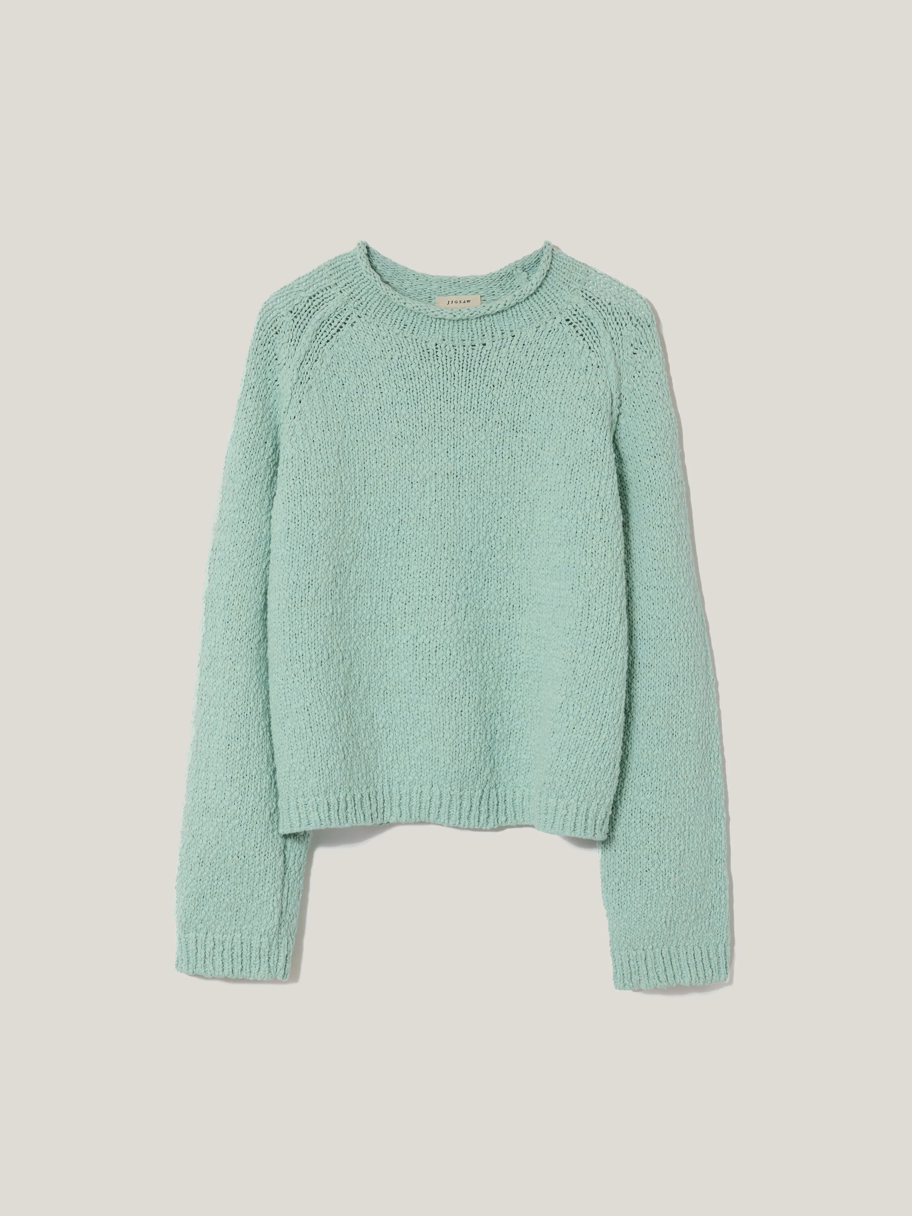 Chunky Textured Cotton Jumper | Mint
