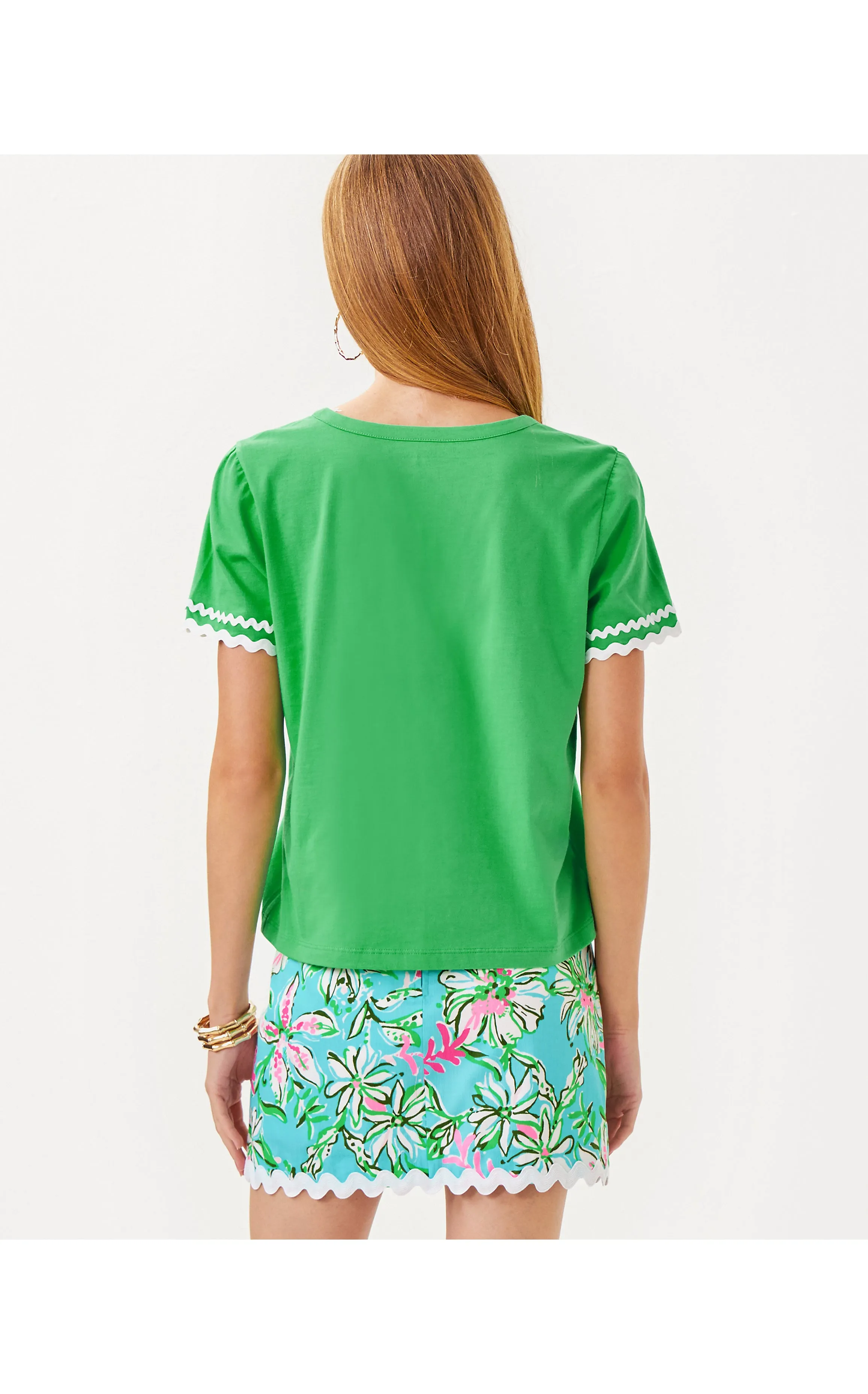 Clairmont Ric Rac Trimmed Knit Top Fauna Green
