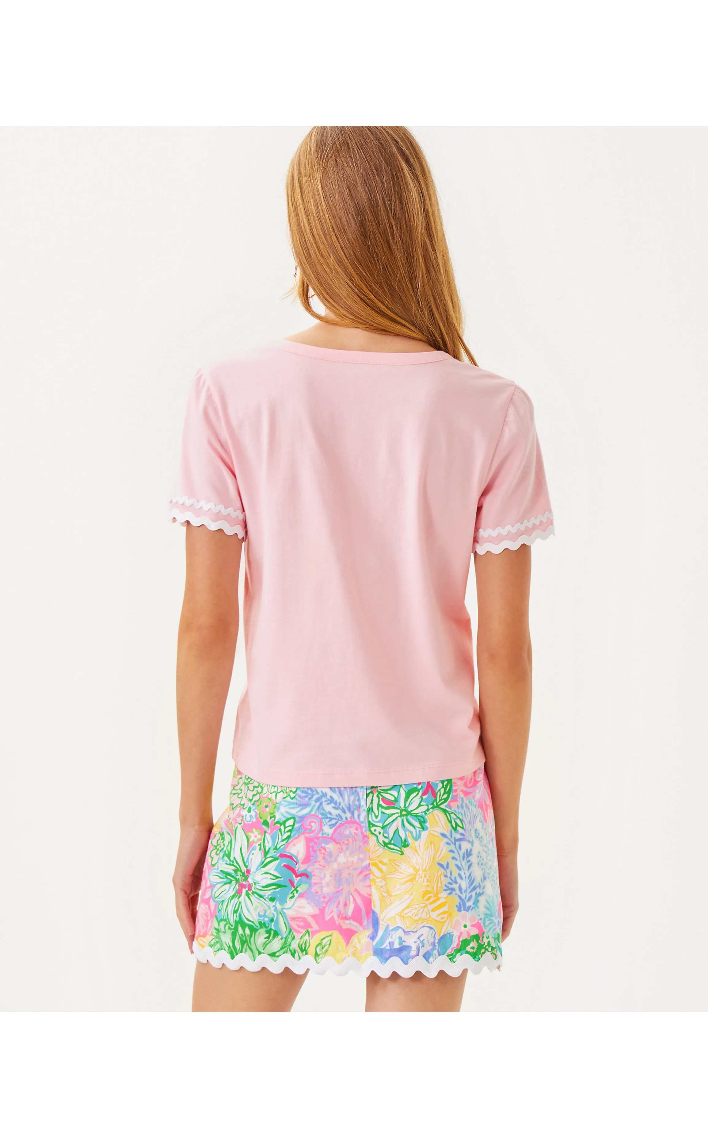 Clairmont Ric Rac Trimmed Knit Top Pink Muse