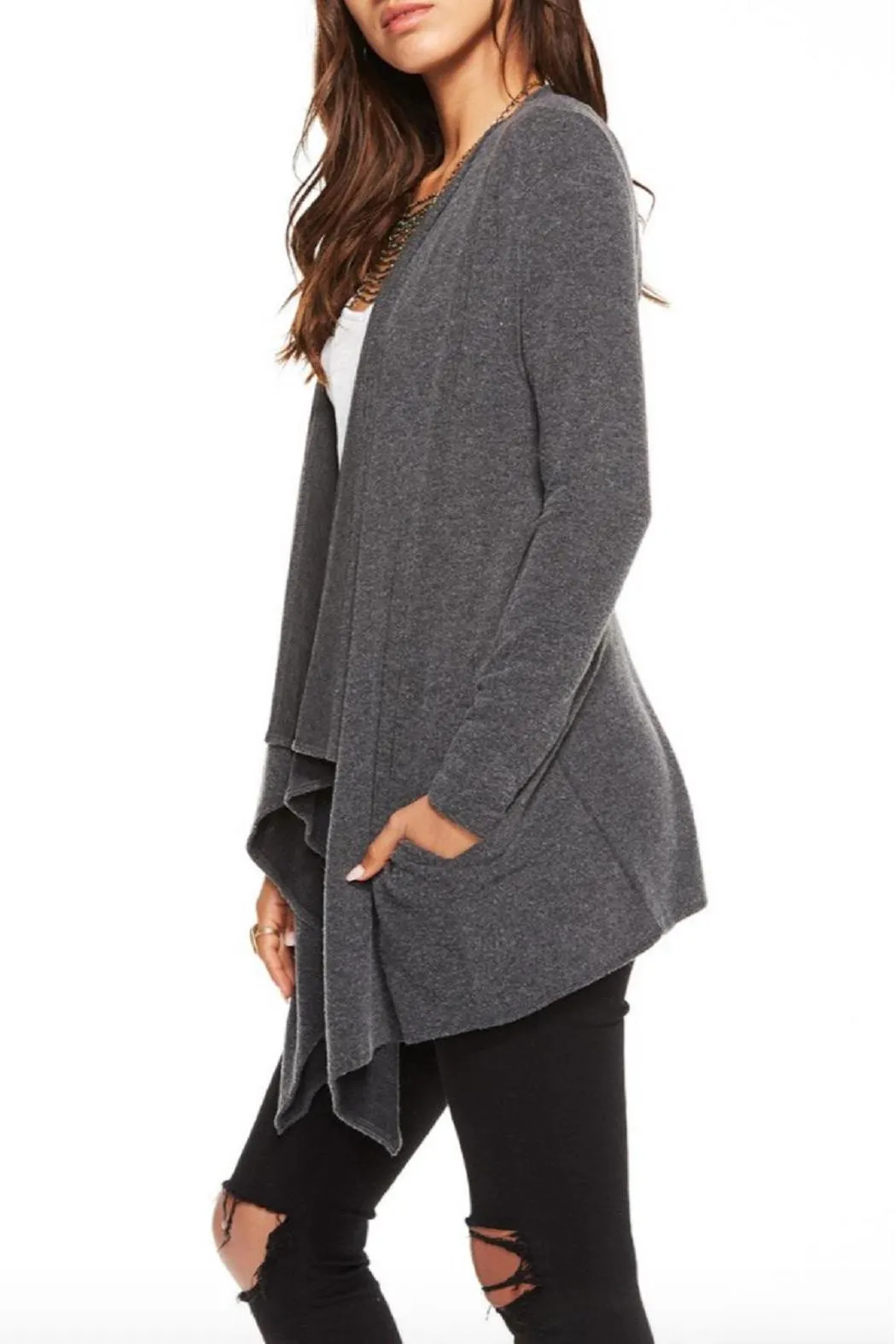 DRAPE FRONT CARDIGAN