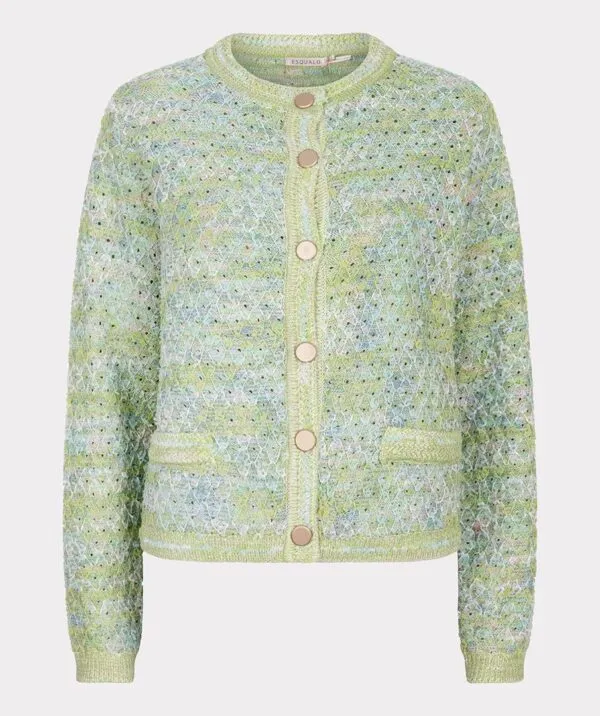 Esqualo Green Cardigan Fancy Knit