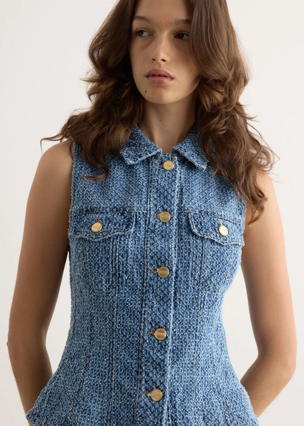 Fluffy Denim Fitted Top