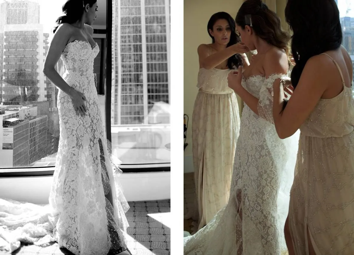 Gorgeous Sweetheart Lace Mermaid Wedding Dresses Front Split Bridal Dresses with Tulle Wrap