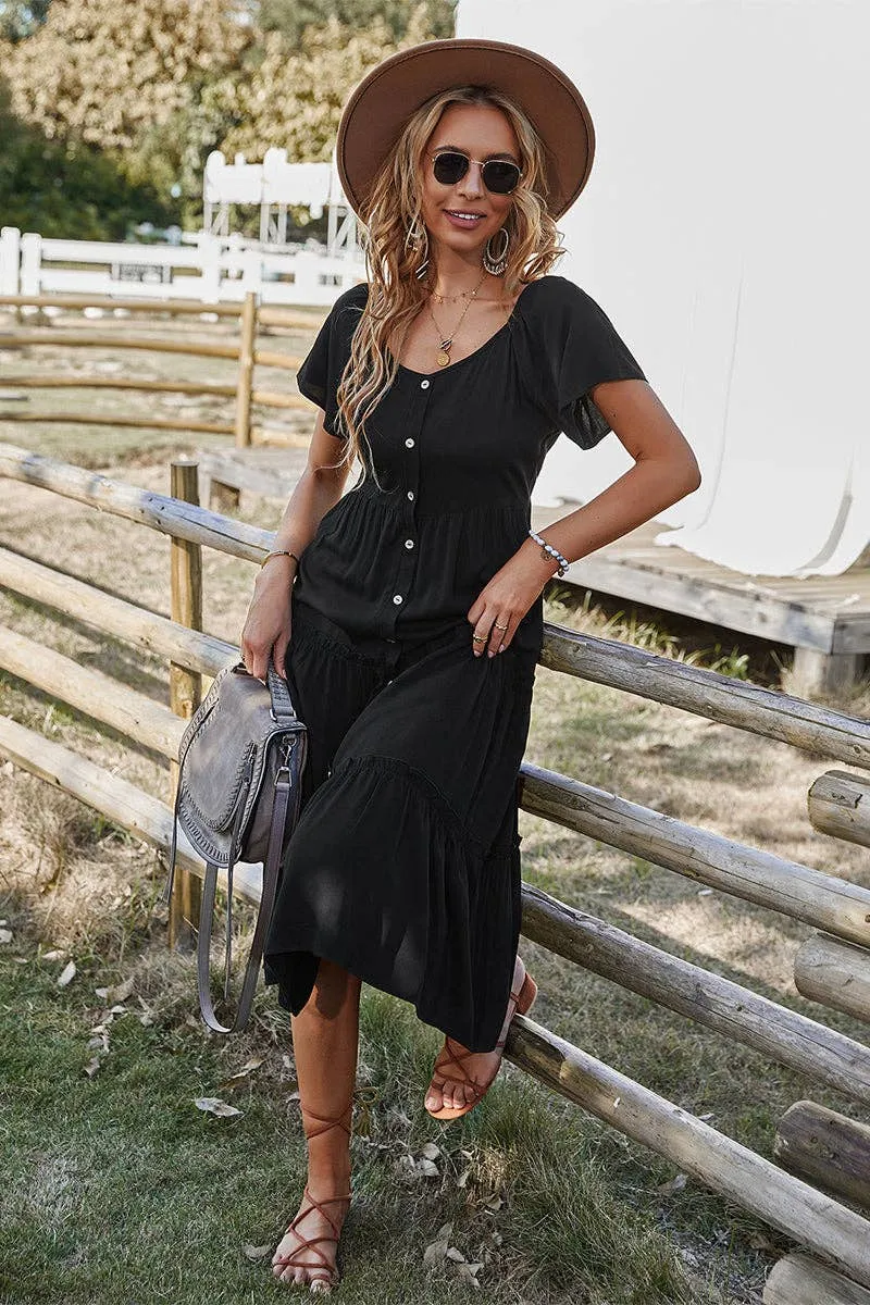 Graceful Tiers Midi Dress