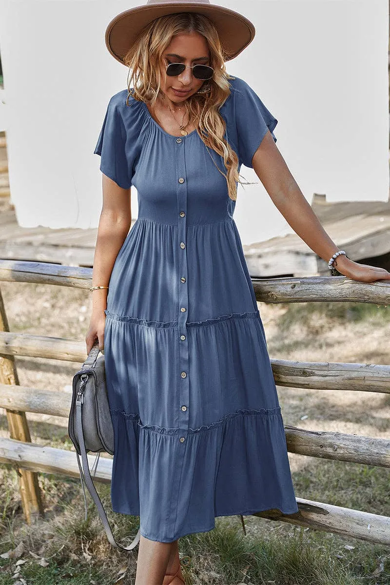 Graceful Tiers Midi Dress
