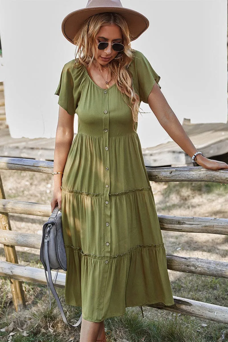 Graceful Tiers Midi Dress