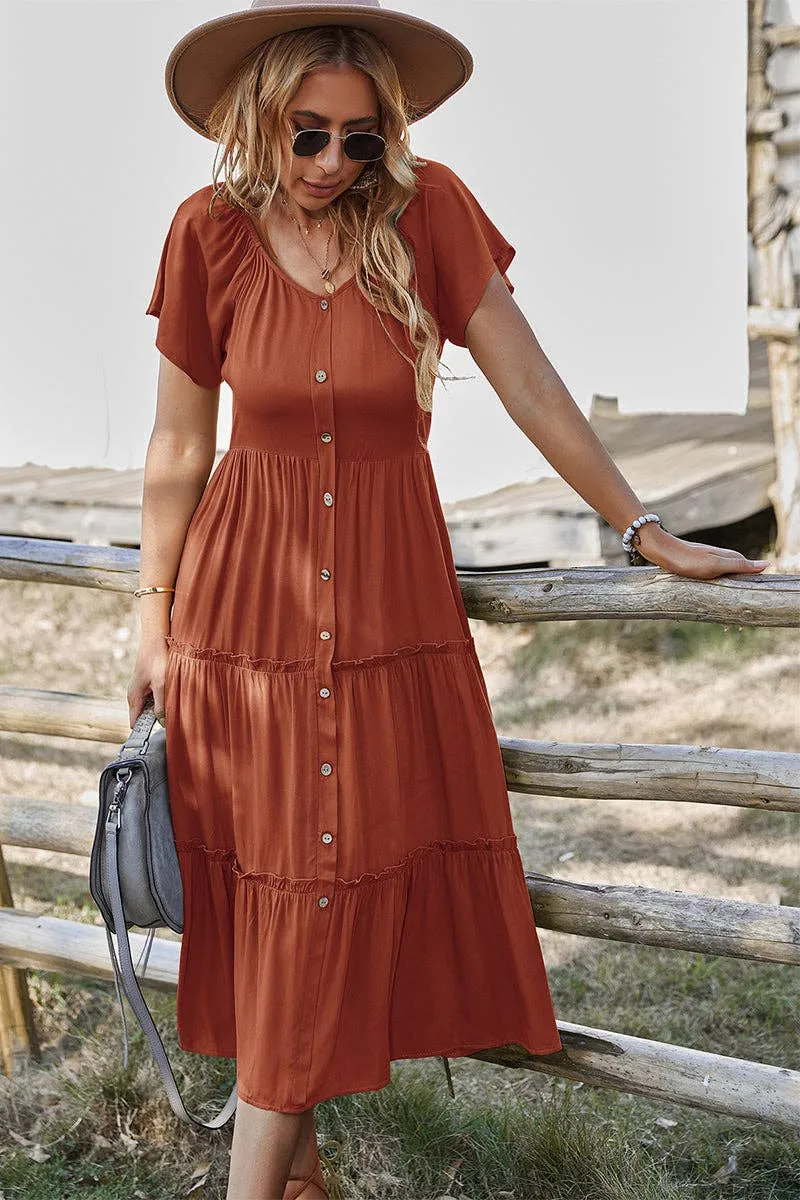 Graceful Tiers Midi Dress