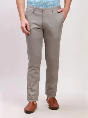 Parx Men Grey Print Super Slim Fit Cotton Blend Trousers