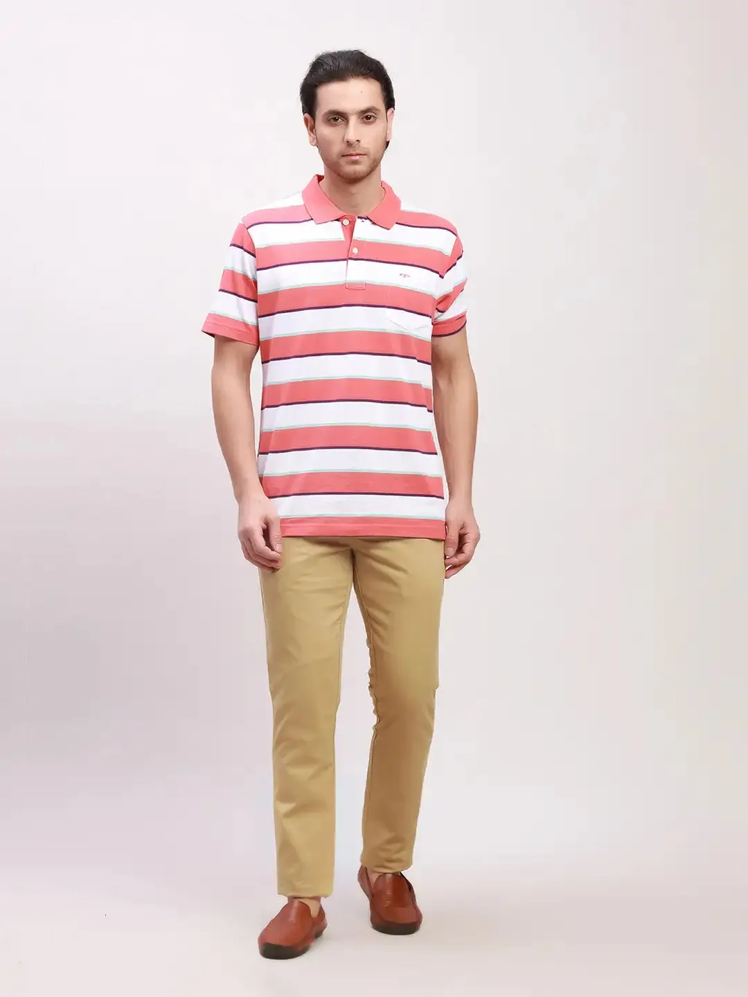 Parx Men Khaki Solid Super Slim Fit Cotton Blend Trousers