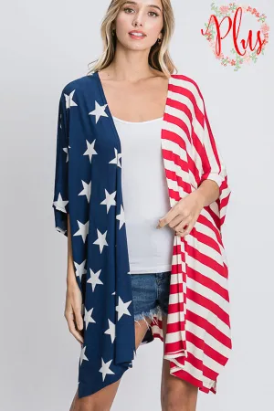 Plus Size Stars and Stripes Open Cardigan