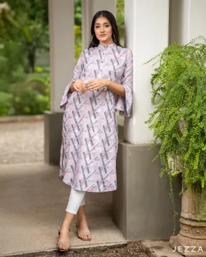 Printed Polyester Midi Top With Flared Sleeve 57602