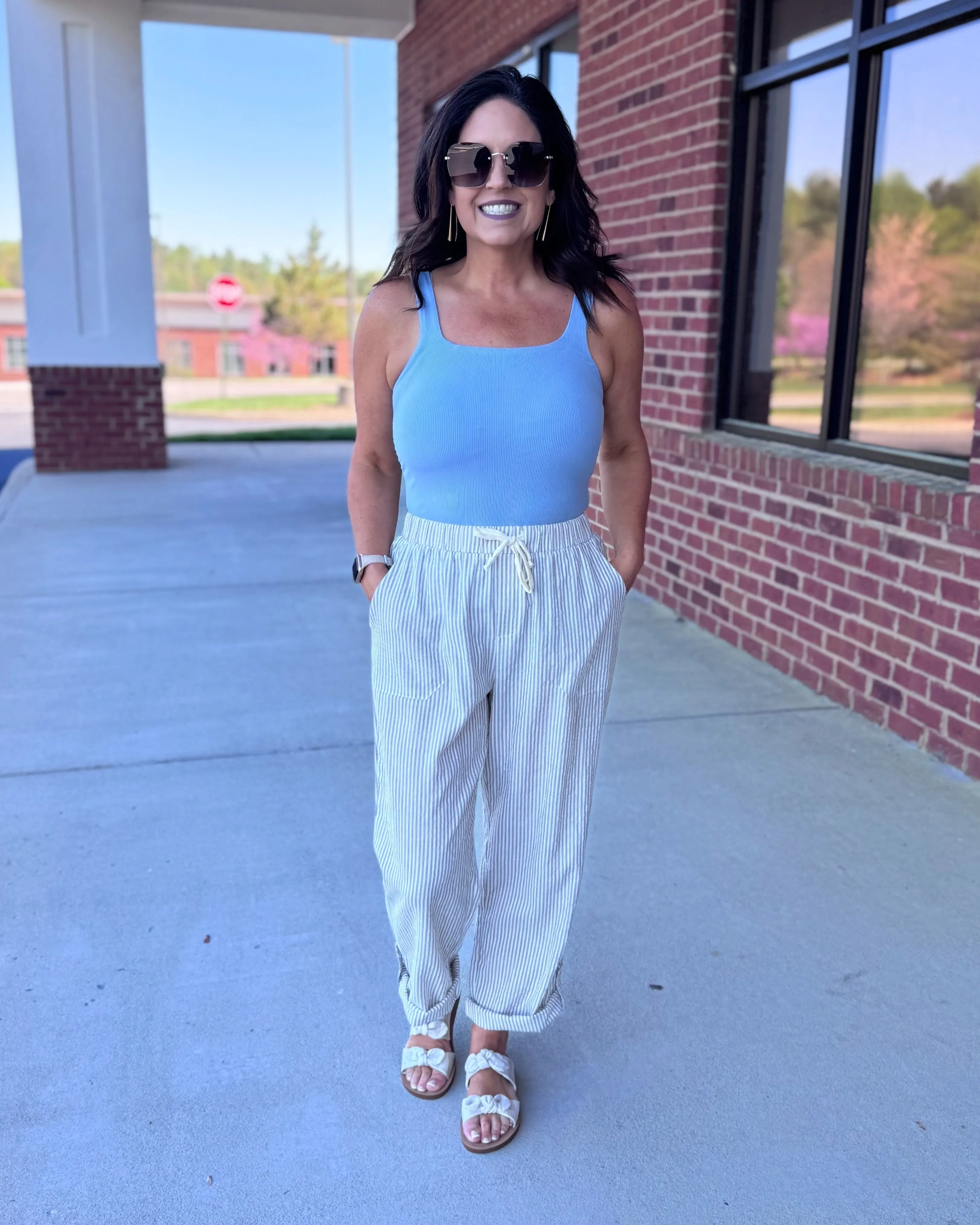 Reagan Ribbed Tank in Blue
