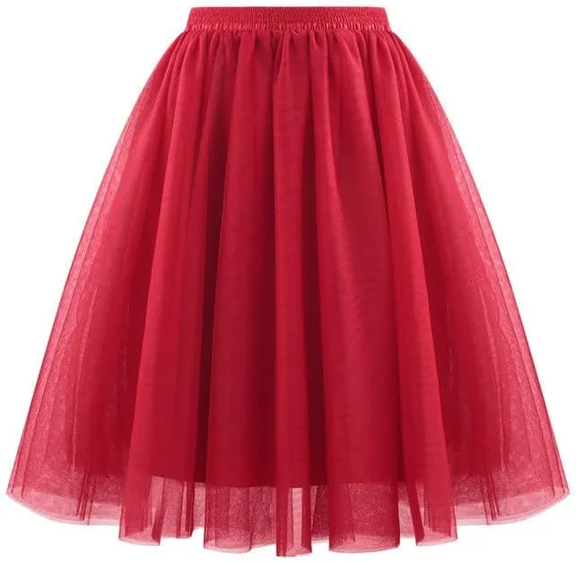 Tutu Skirts for Women Layered Ballet Dress Tulle Midi Knee Length Puffy Skirt 2025 Fashion Summer Boho Dresses