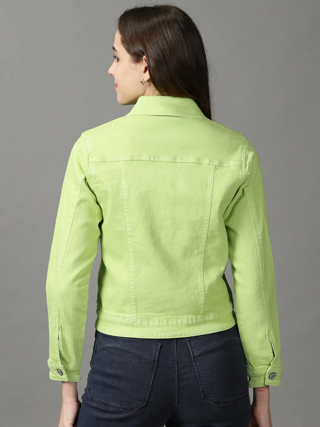 Women Green Denim Jacket