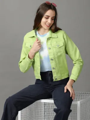 Women Green Denim Jacket