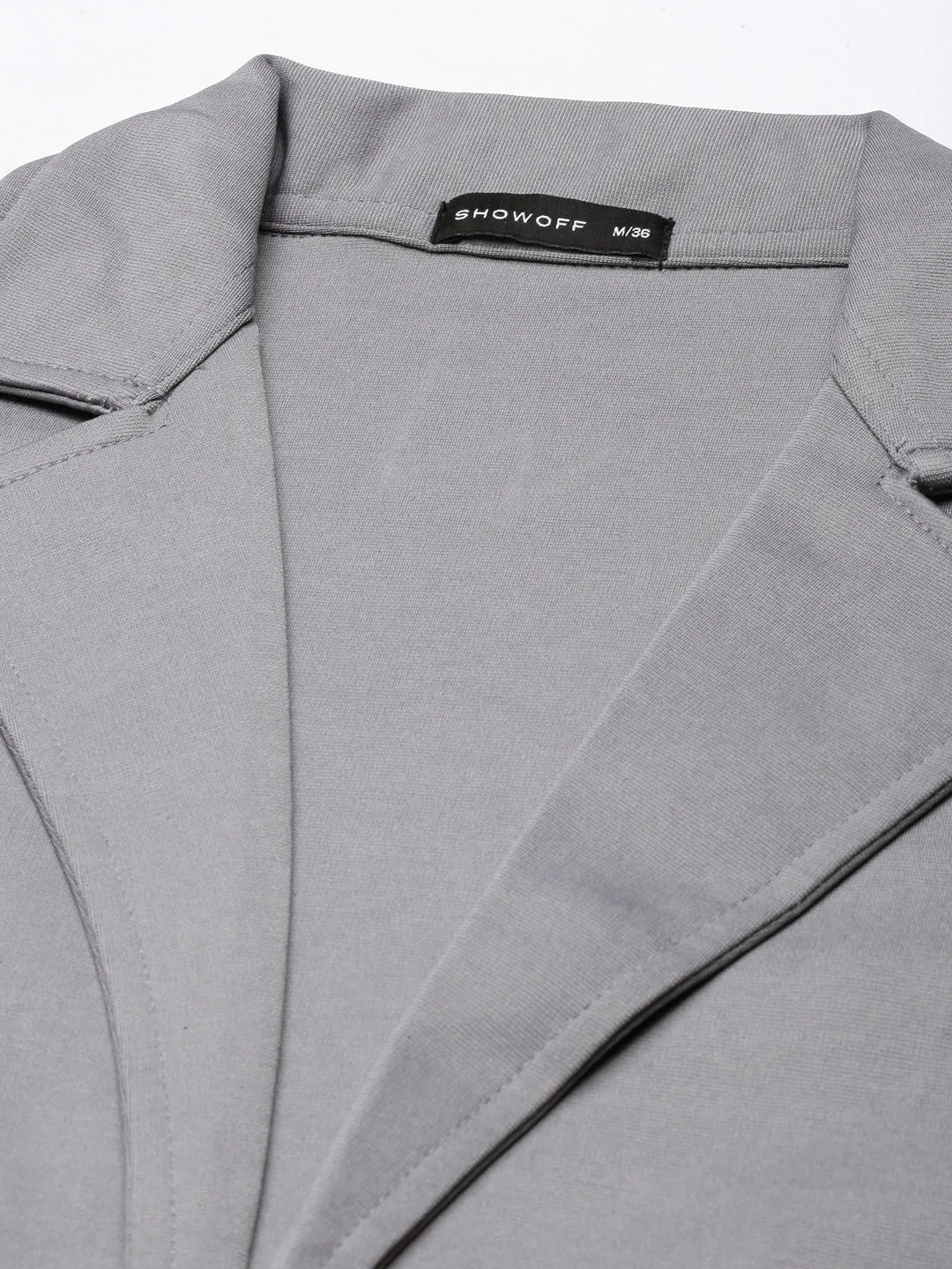 Women Grey Cotton Open Front Blazer