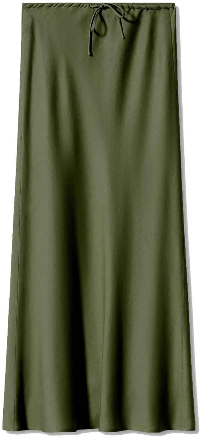 Women's Maxi Skirt Elegant Lace Up High Waist Mermaid Cocktail Party Wedding Flared A-Line Flowy Swing Long Skirts