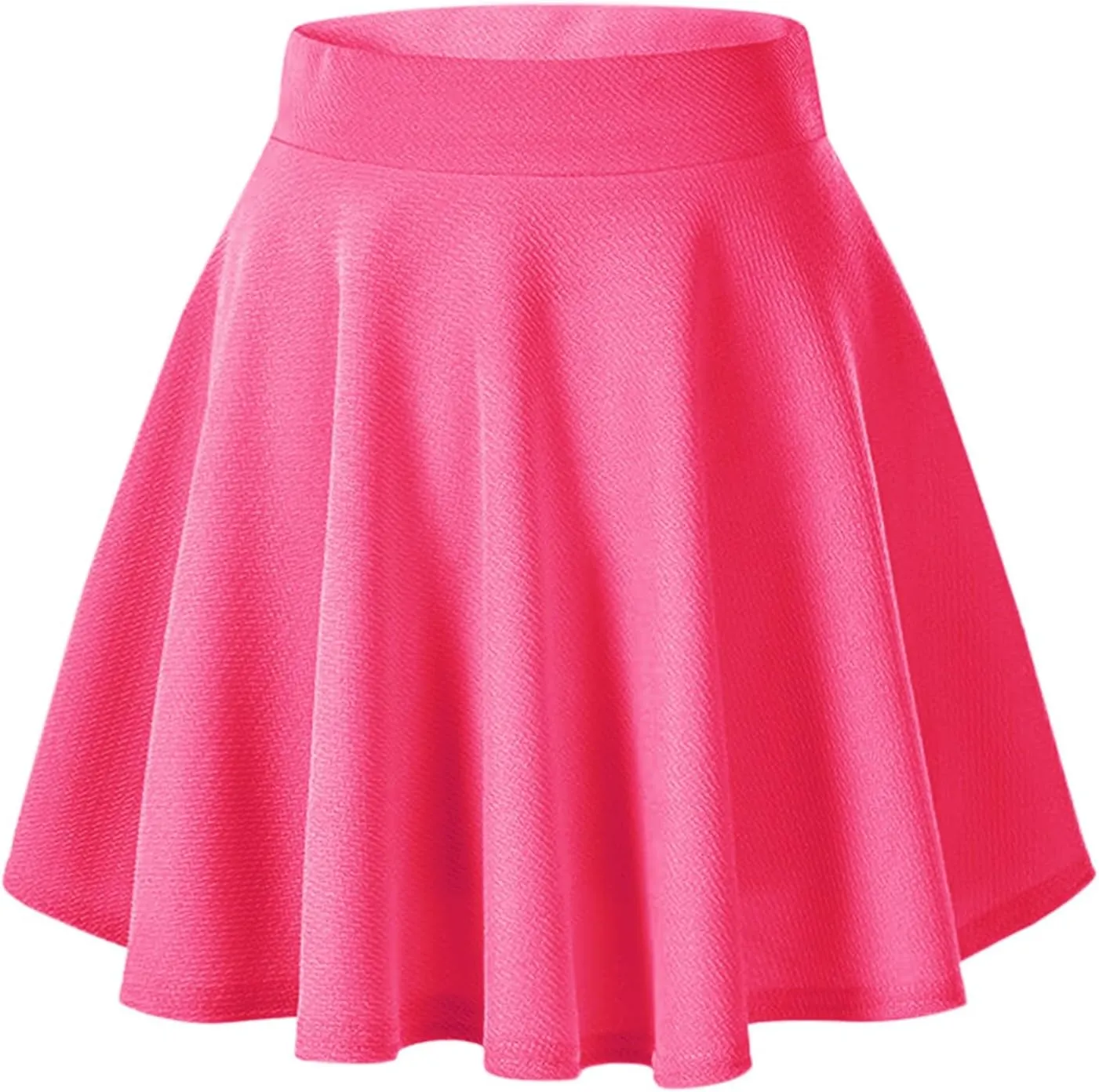 XOWRTE Women's Flared Pleated Skater Skirt Basic Casual High Waisted Ruffles Flared Mini Lingerie Skirts with Shorts